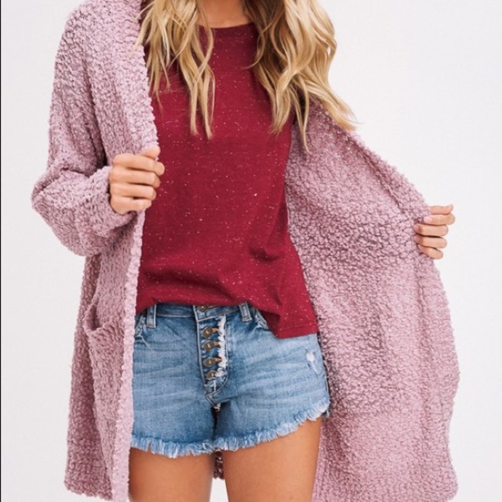 Mauve Knit Oversized Cardigan